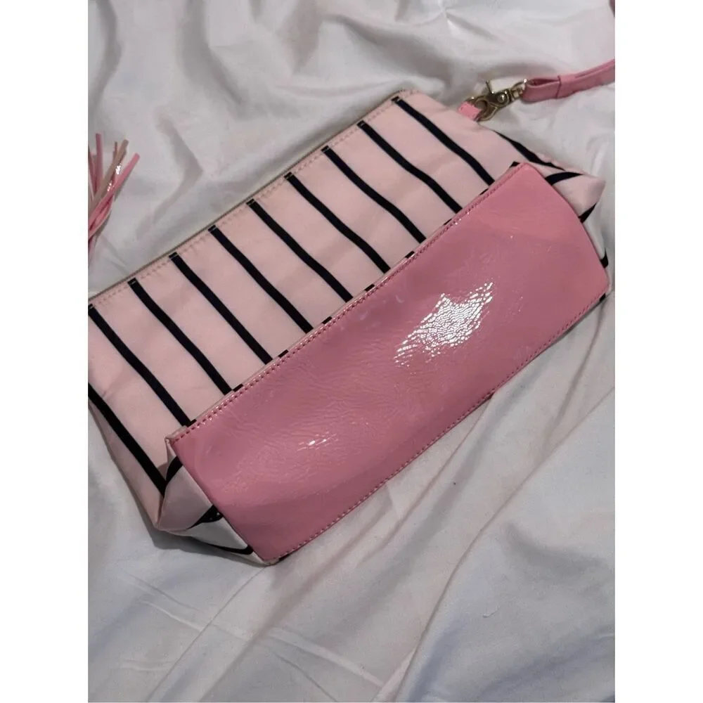 BJ betsey johnson vintage cupcake stripe  makeup cosmetic small bag heart
